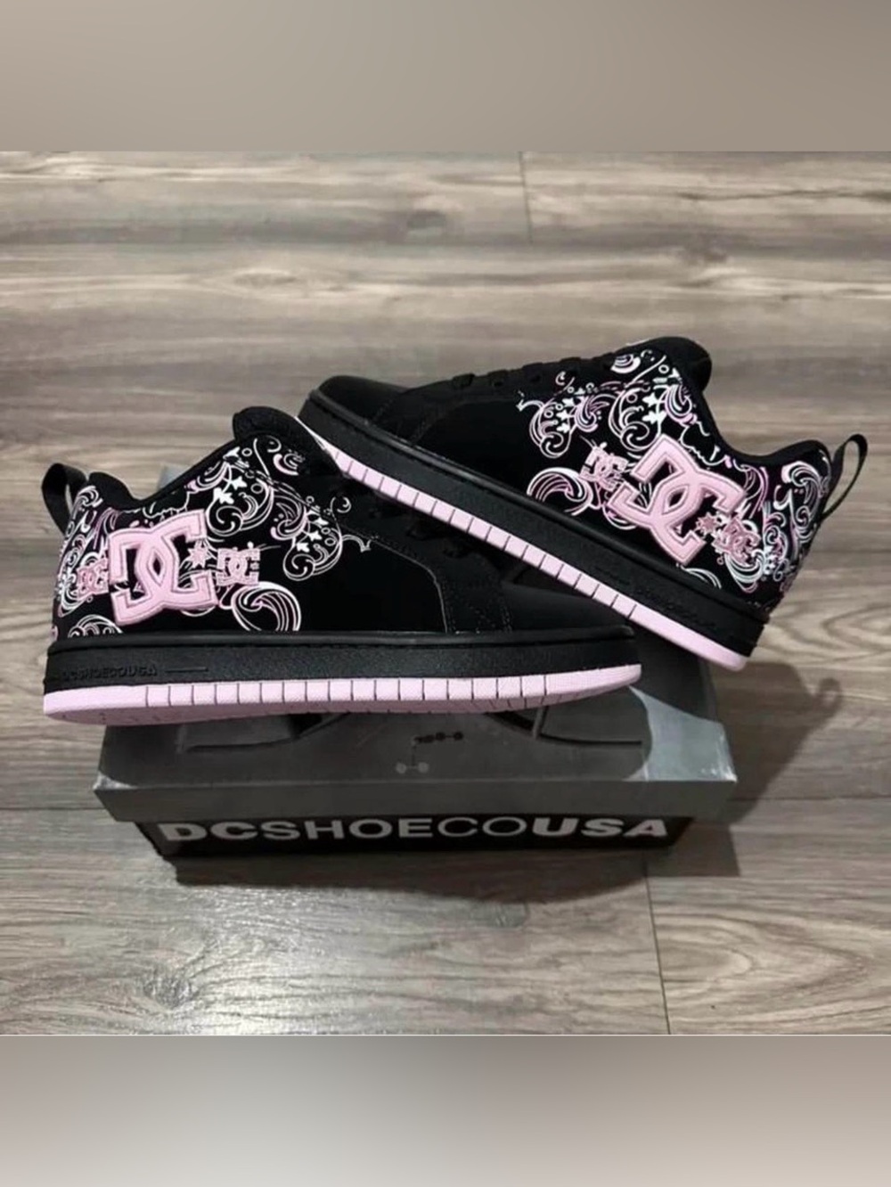DC PIXIE Black & Pink casual skate cross training street super cute stylish Shoe